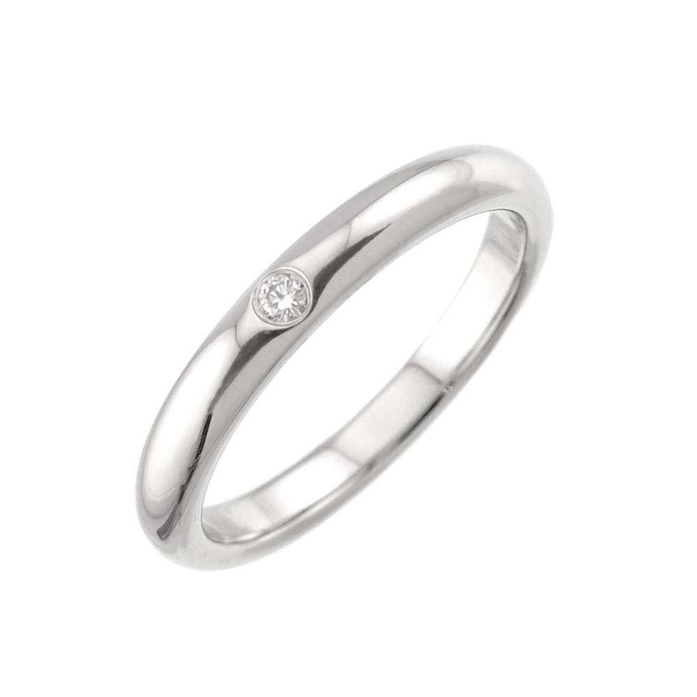 Tiffany & Co. Stacking Band Ring, 1 Diamond, Platinum.